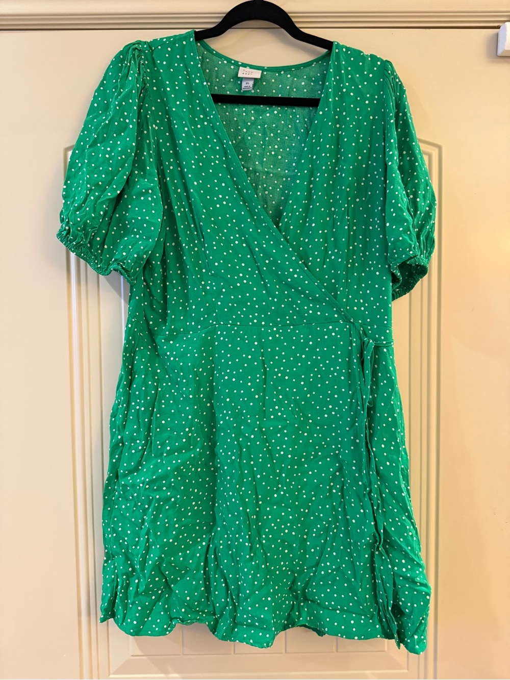 a new day Green Polka Dot Wrap-Style Top